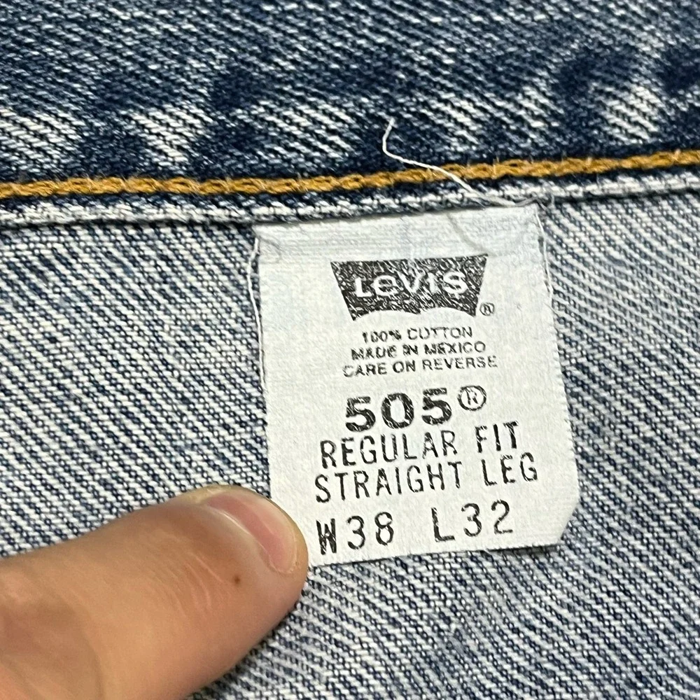 Levis‎ 505 Jeans Mens 38x32 Blue Regular Fit Straight Leg Denim Vintage 90s